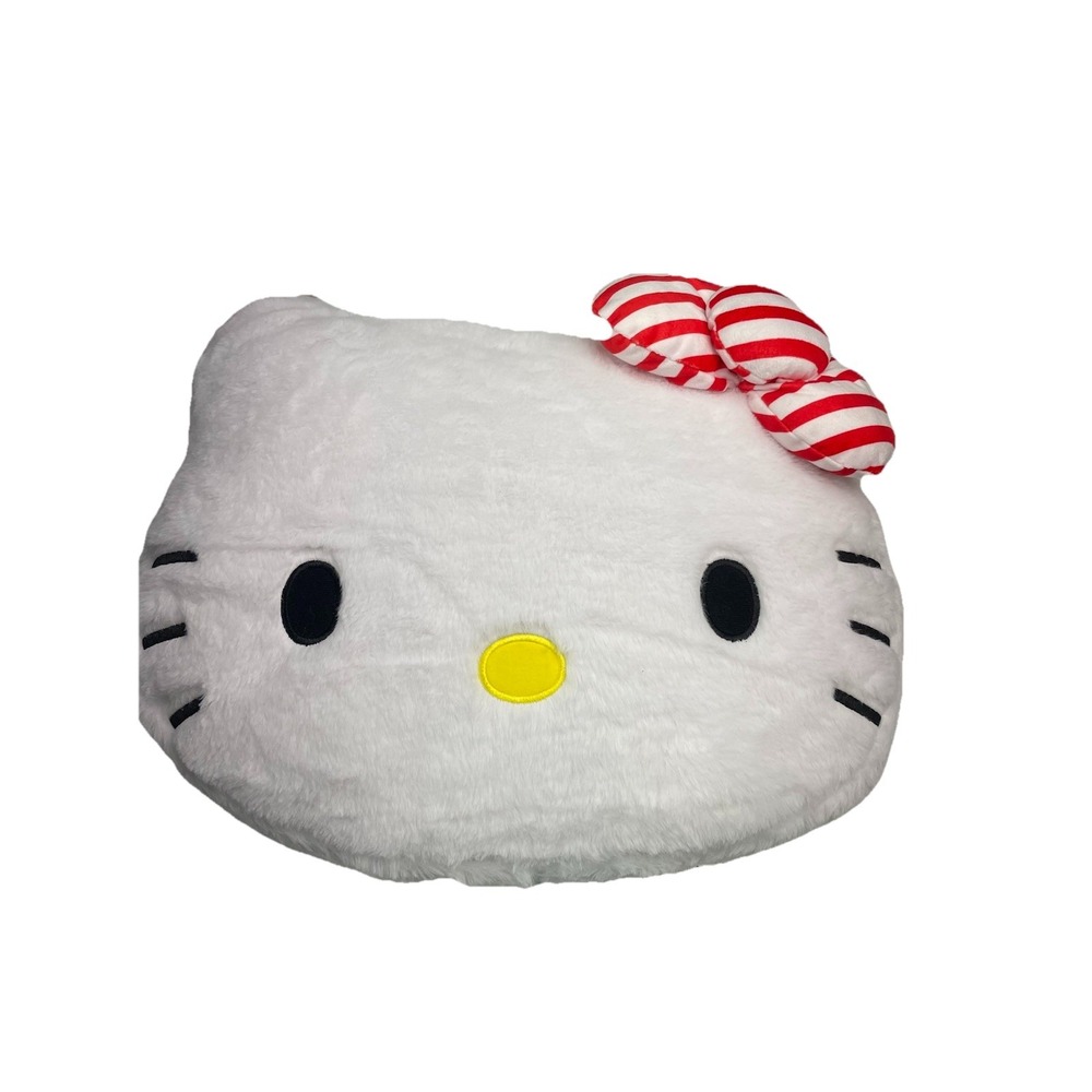 Hello Kitty Pillow Sherpa White Soft Red & White Bow‎ Cat Large New